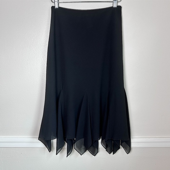 Ronni Nicole Black Midi Skirt M Flouncy Hanky Hem Witchy Whimsigoth Y2K Vintage - Picture 3 of 14